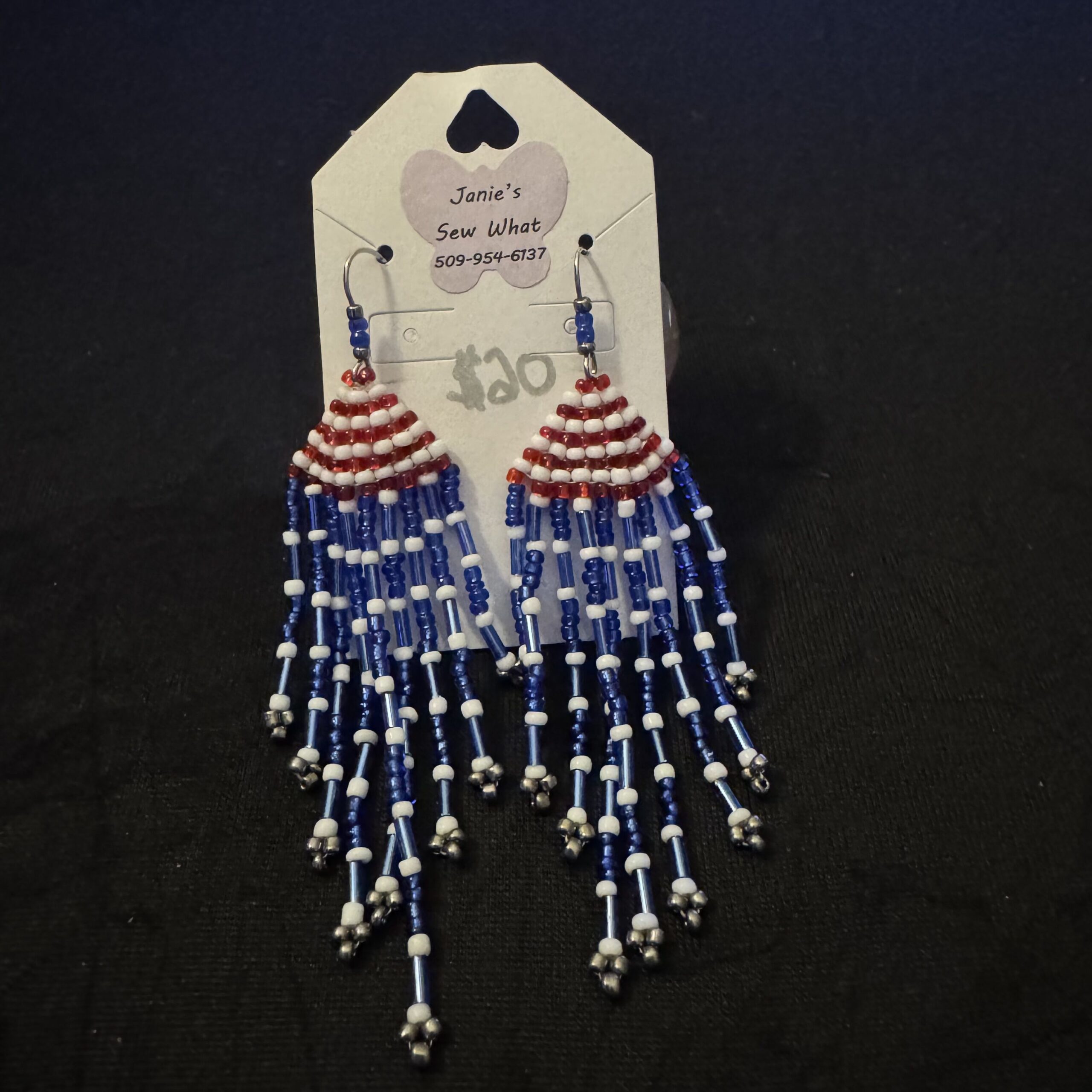 Earrings-Beaded_FlagLong Beaded FlagLong - Image 1