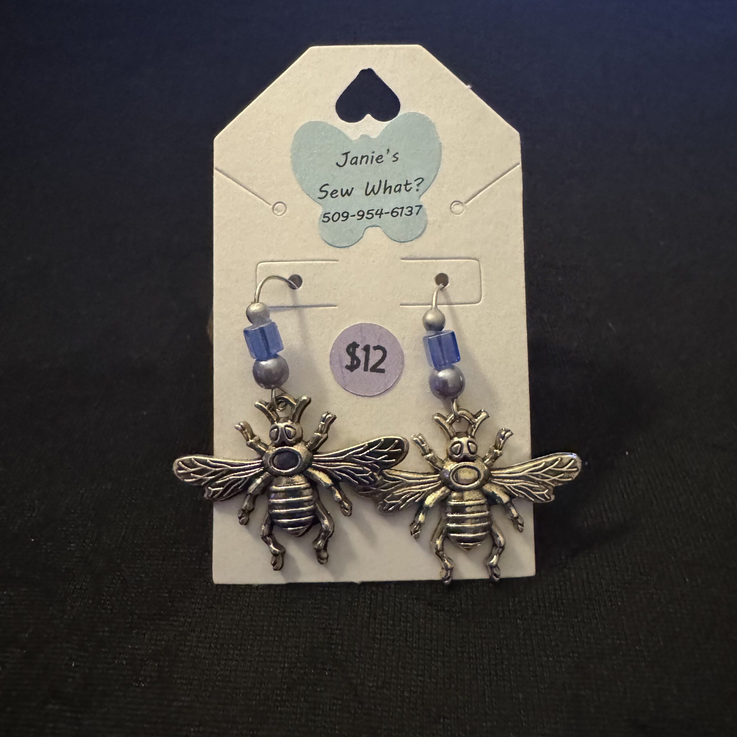 Earrings-Bee_SilverBlue Bee SilverBlue - Image 1