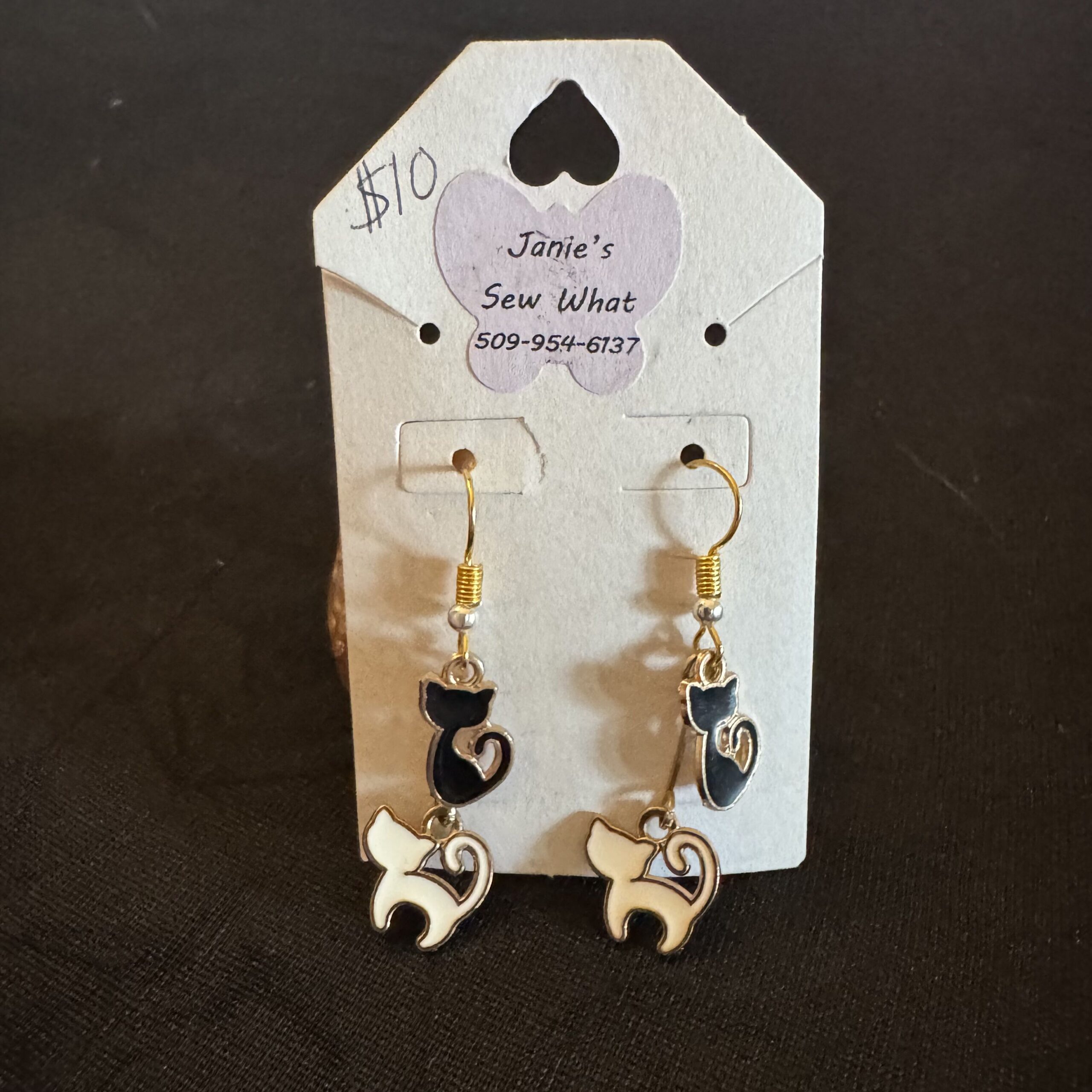 Earrings-Cat_B&Wdangle Cat B&Wdangle - Image 1