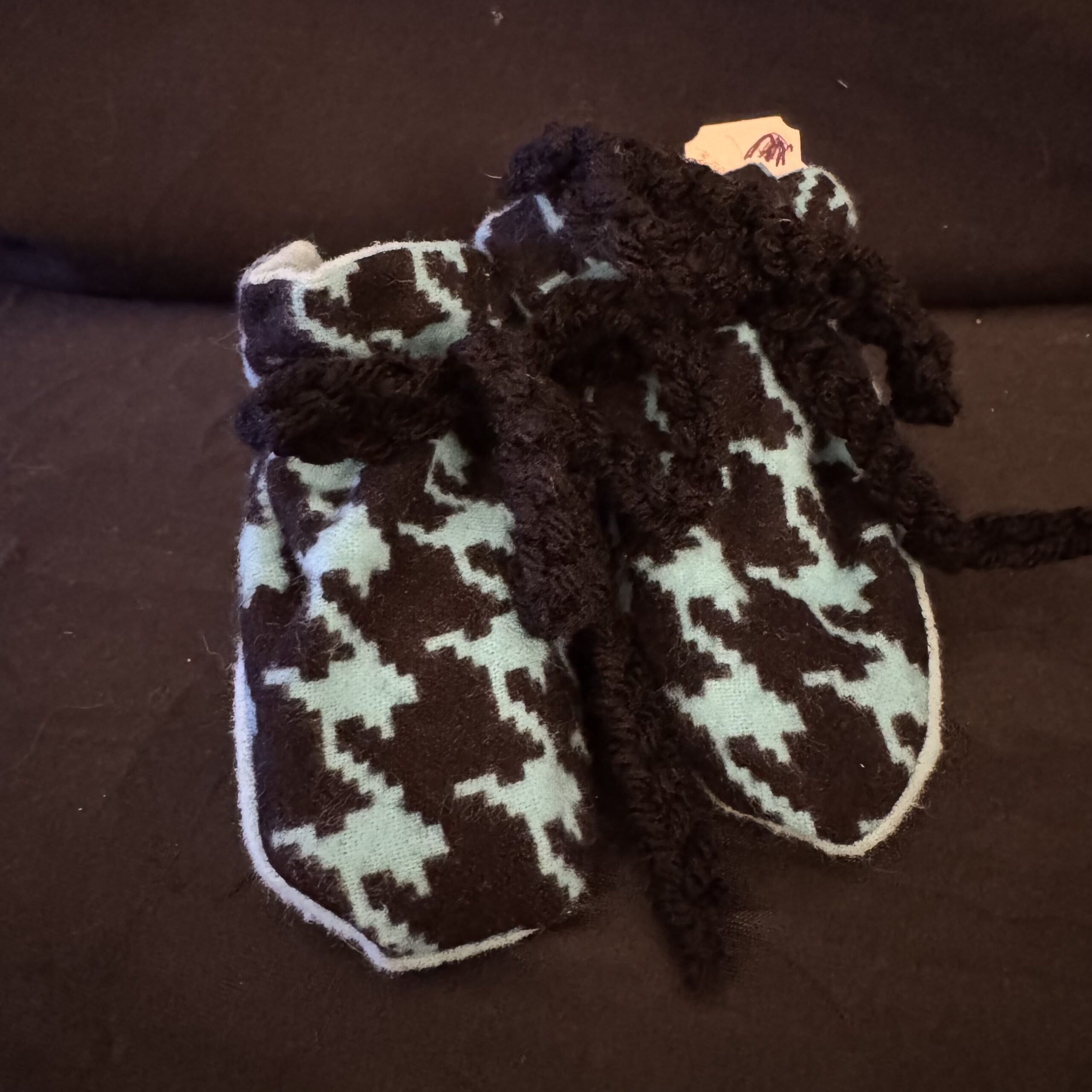 Baby_Booties-Medium-Black-Teal-Pattern Black Teal Pattern - Image 1