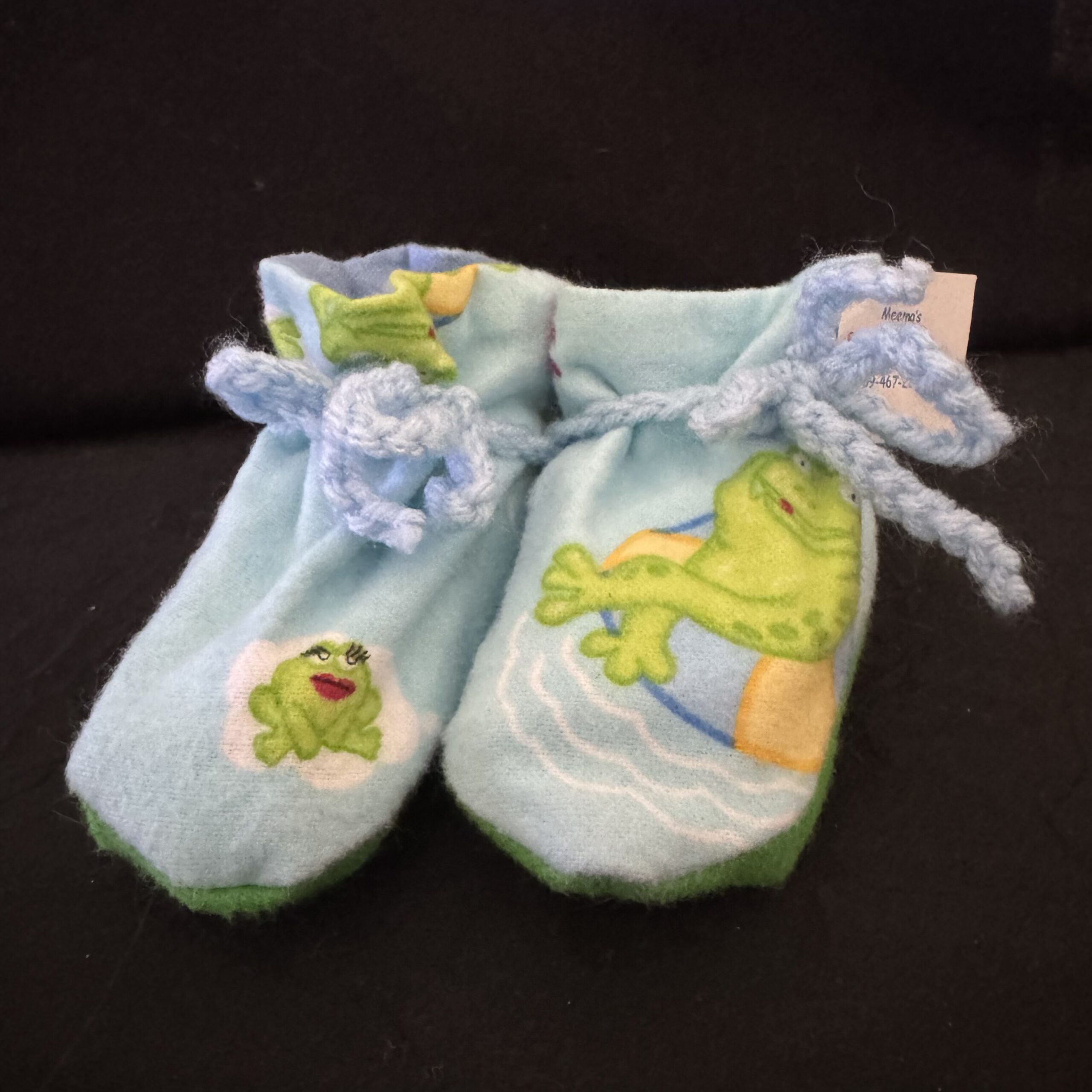 Baby_Booties-Medium-Frogs-Blue Frogs Blue - Image 1