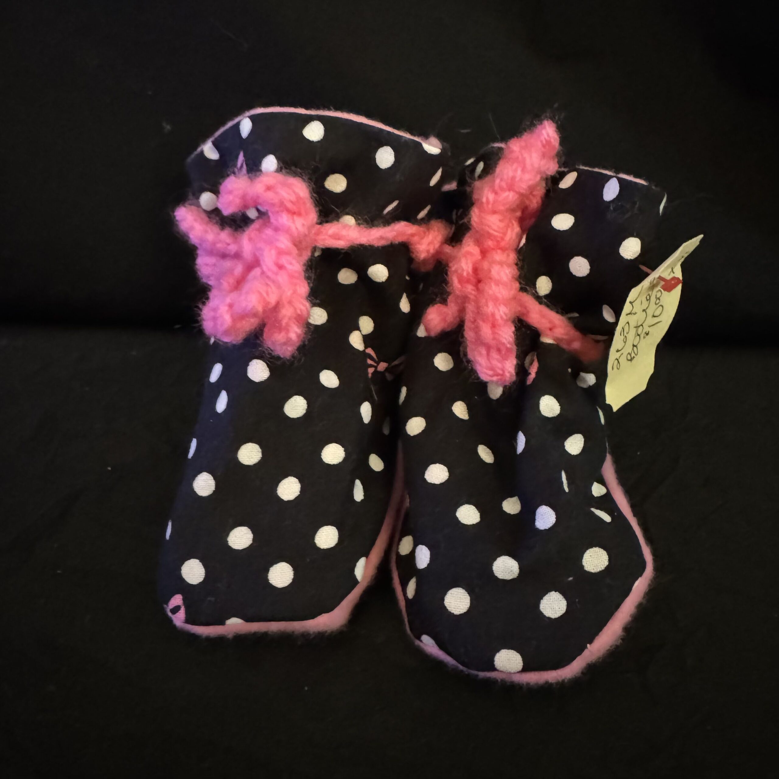 Baby_Booties-Medium-Polkadot-Black-Pink Polkadot Black Pink - Image 1