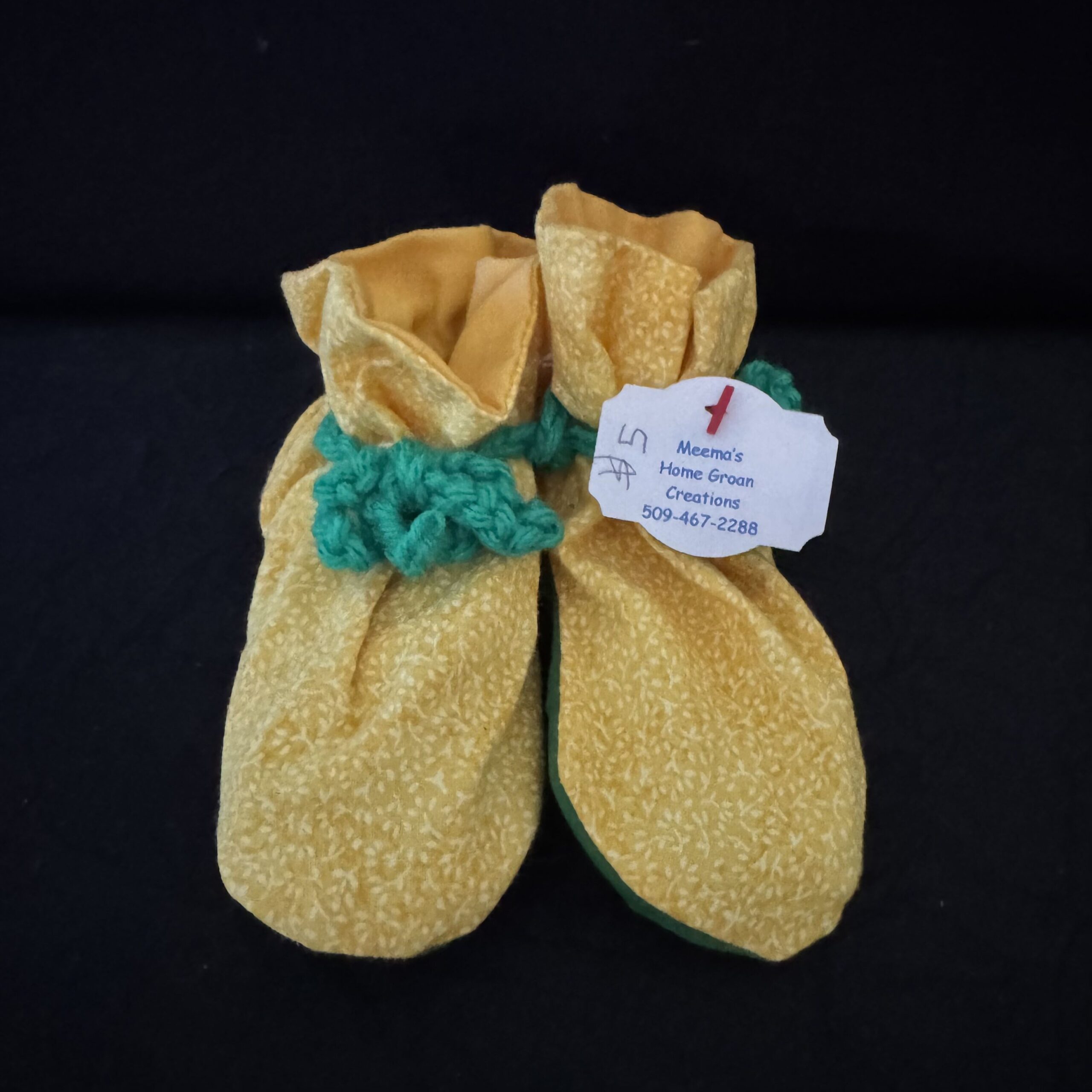 Baby_Booties-Medium-Yellow-Green-Floral Yellow Green Floral - Image 1