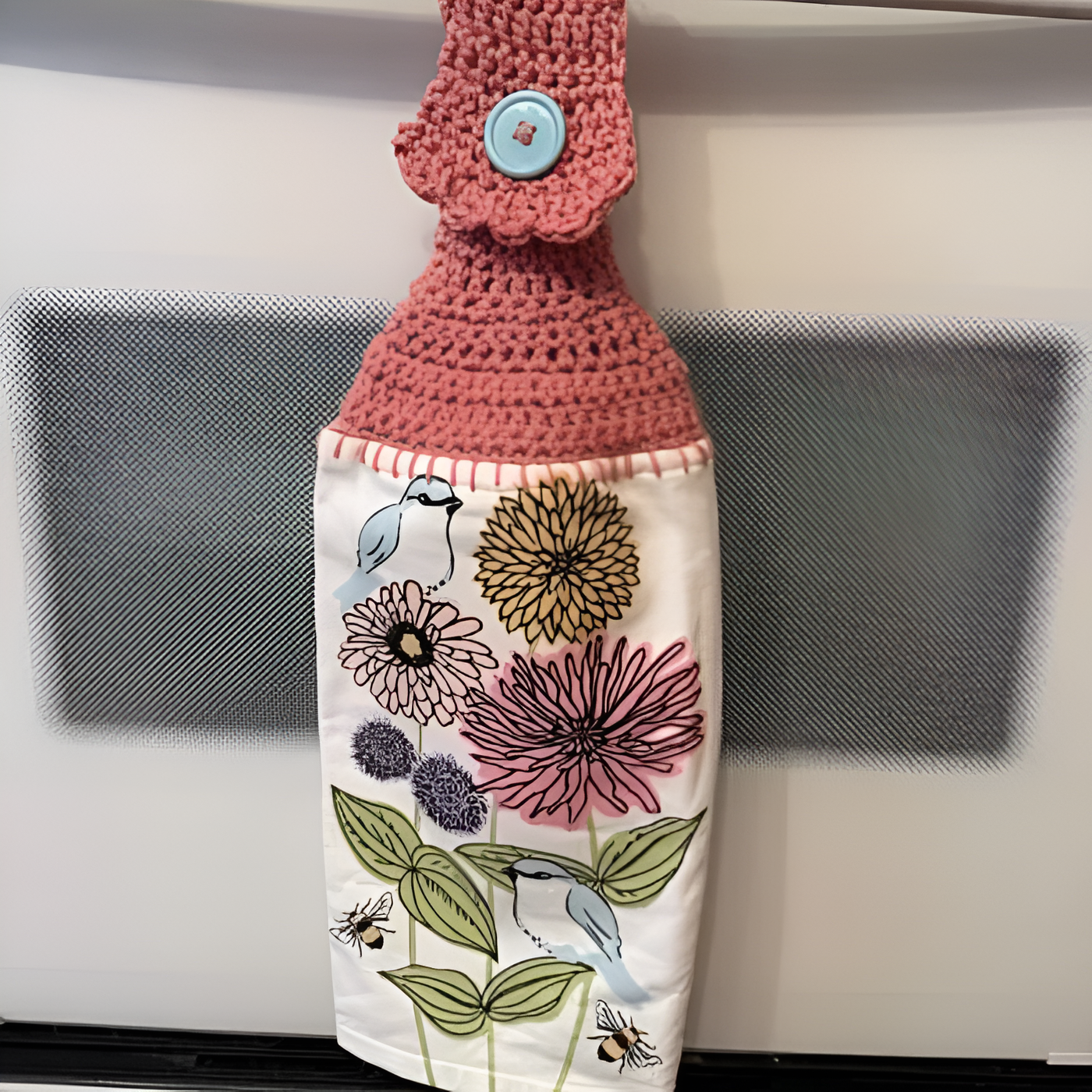 Crocheted Towel Birds Flowers Crocheted Towel Birds Flowers - Image 1