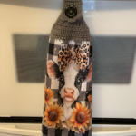Crocheted Towel Floral Cow