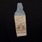 Crocheted Towel Happy Easter Blue