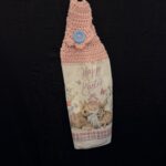 Crocheted Towel Happy Easter Pink