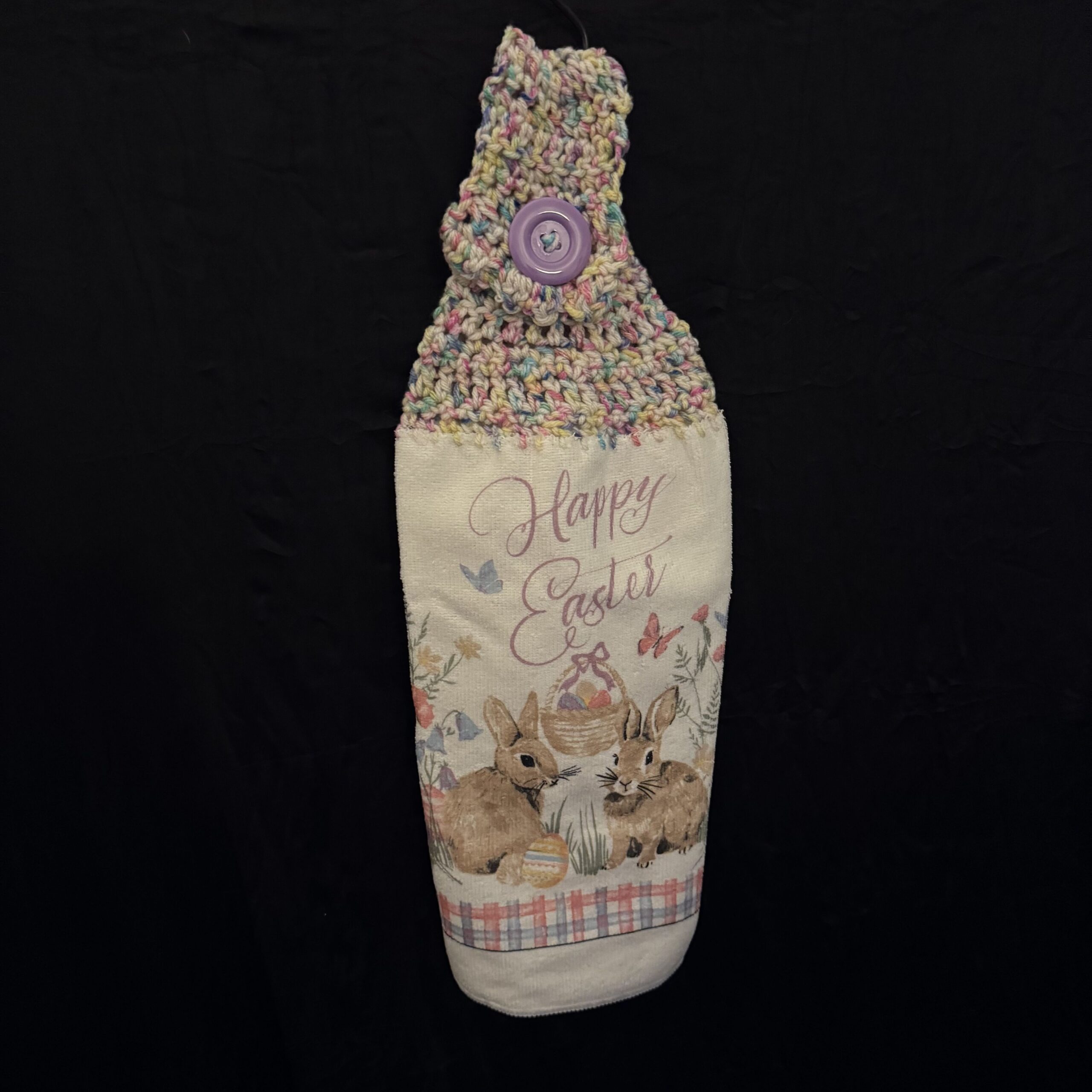 Crocheted Towel Happy Easter Verigated