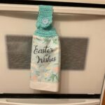 Crocheted Towel Easter Wishes Teal 1