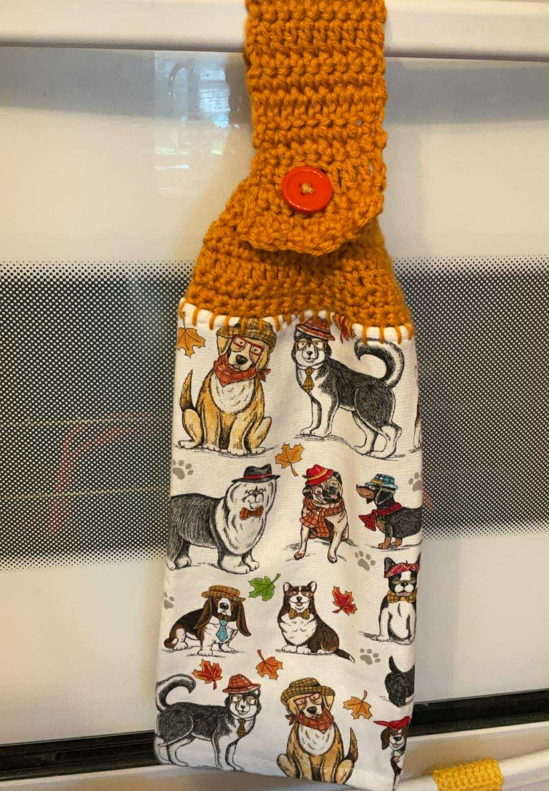 CrochetedTowel_FallDogs Crocheted Towel Fall Dogs - Image 1