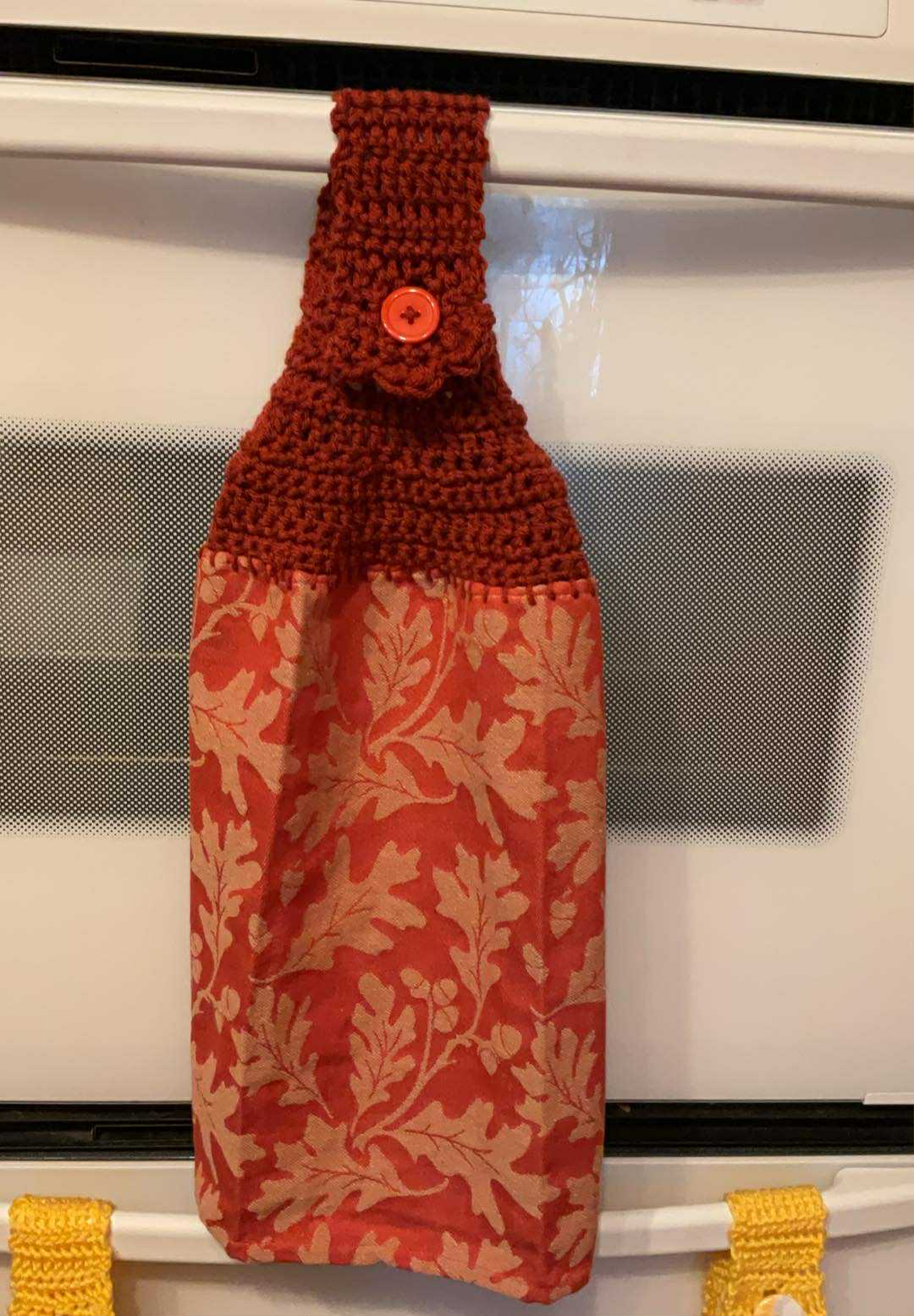 CrochetedTowel_FallLeafOrange Crocheted Towel Fall Leaf Orange - Image 1