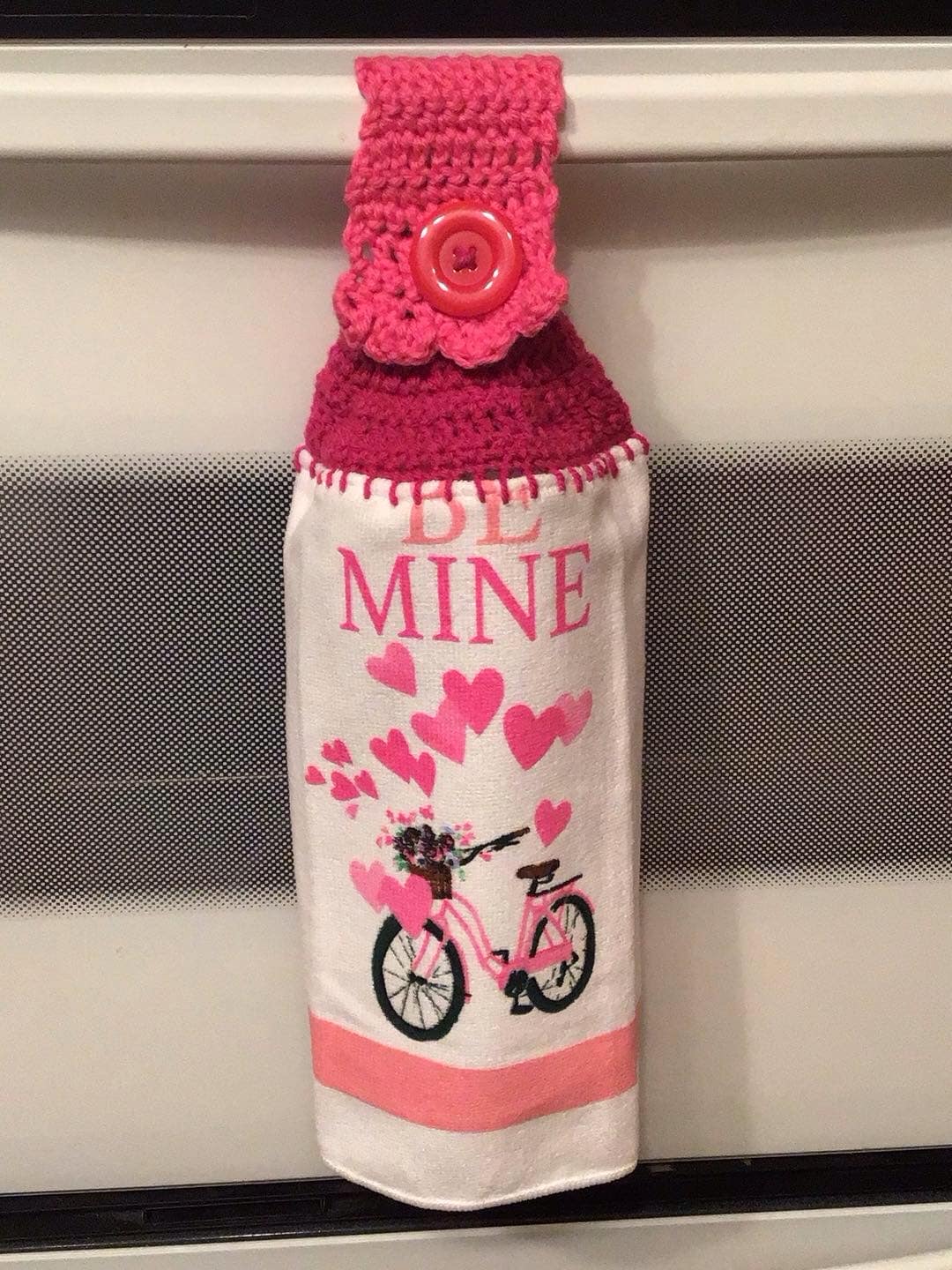CrochetedTowel_ValentinesBeMine Crocheted Towel Valentines Be Mine - Image 1