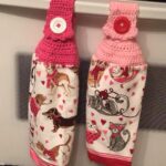 Crocheted Towel Valentines Cat Dog