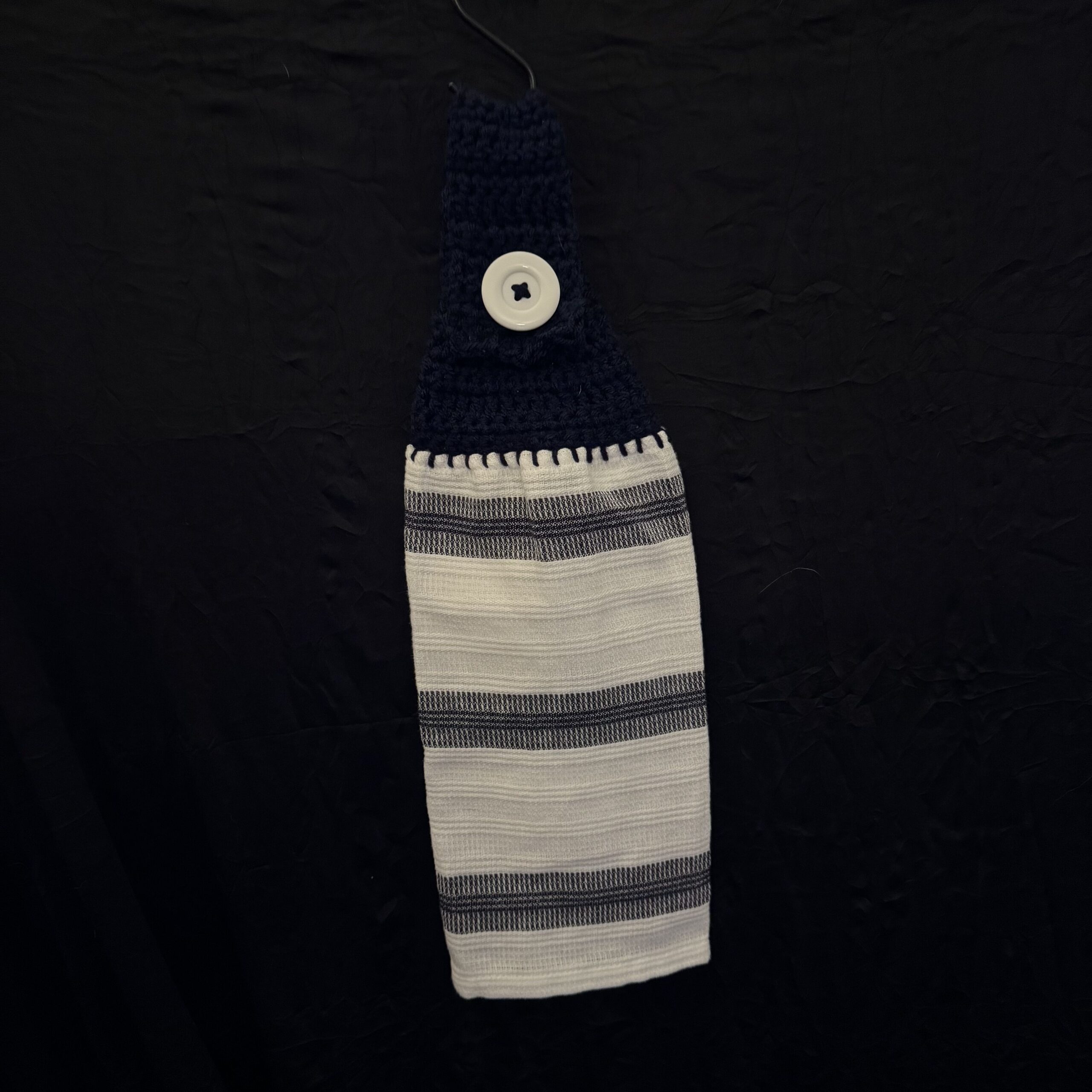 Crocheted_Towels-Basic-CrochetedTowel-Blue-White-Stripe Crocheted Towel Blue White Stripe - Image 1