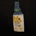 Crocheted Towel Sunflower Short Blue
