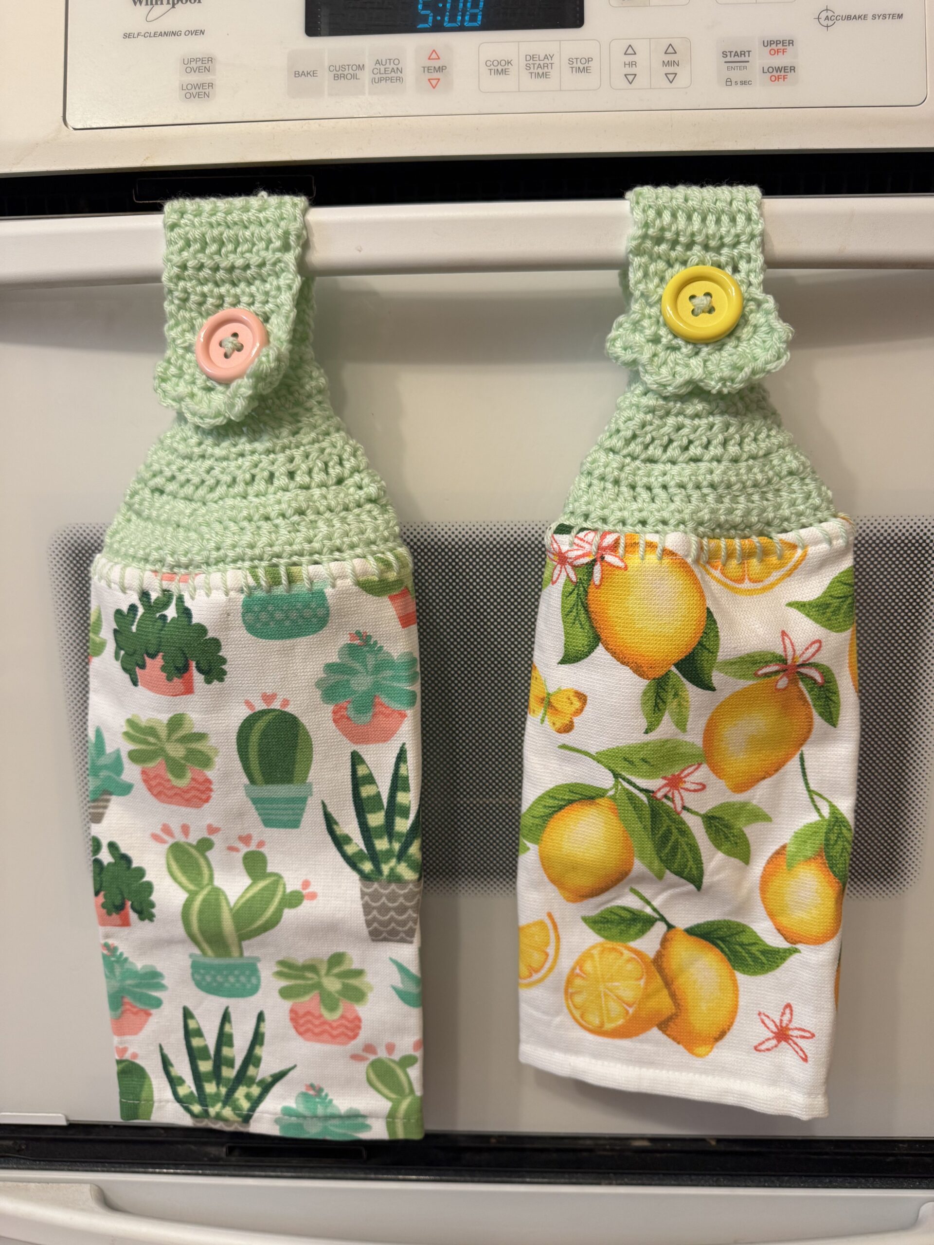 Crocheted_Towels-Floral_Towels-CrochetedTowel_CactiLemon Crocheted Towel Cacti Lemon - Image 1