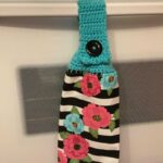 Crocheted Towel Flower Pink Teal