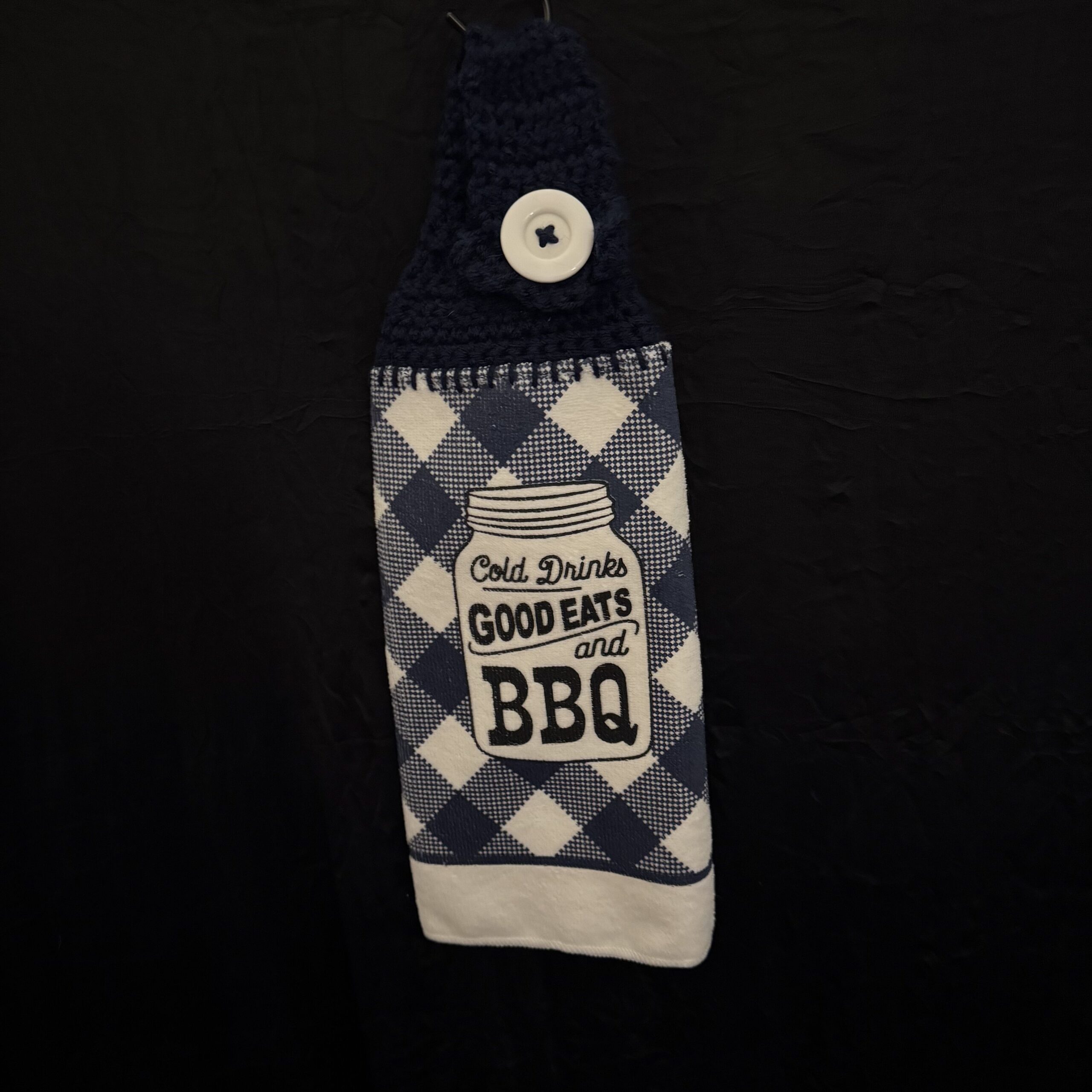 Crocheted_Towels-Food_Towels-CrochetedTowel-BBQ-Blue Crocheted Towel BBQ Blue - Image 1
