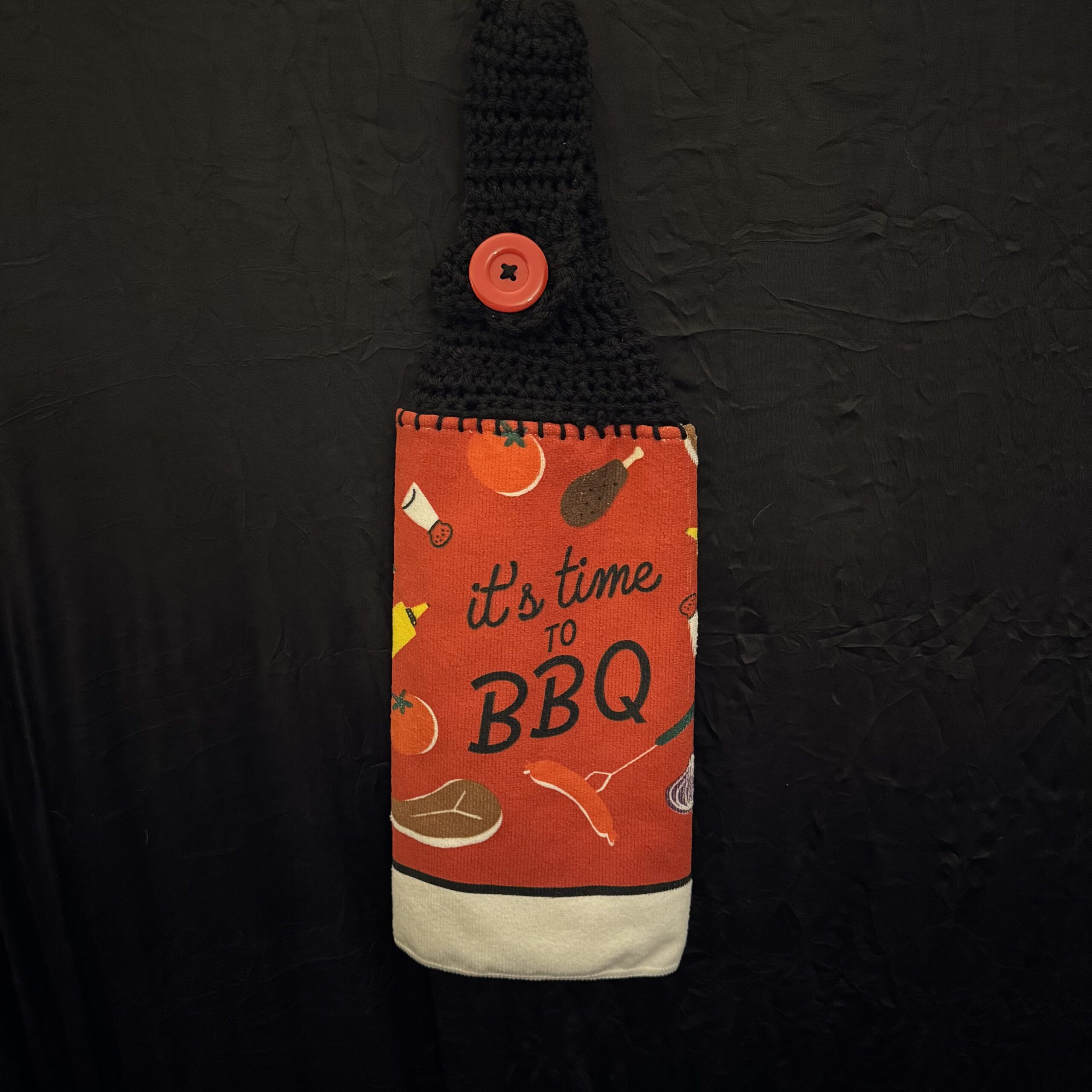Crocheted_Towels-Food_Towels-CrochetedTowel-BBQ-Red Crocheted Towel BBQ Red - Image 1