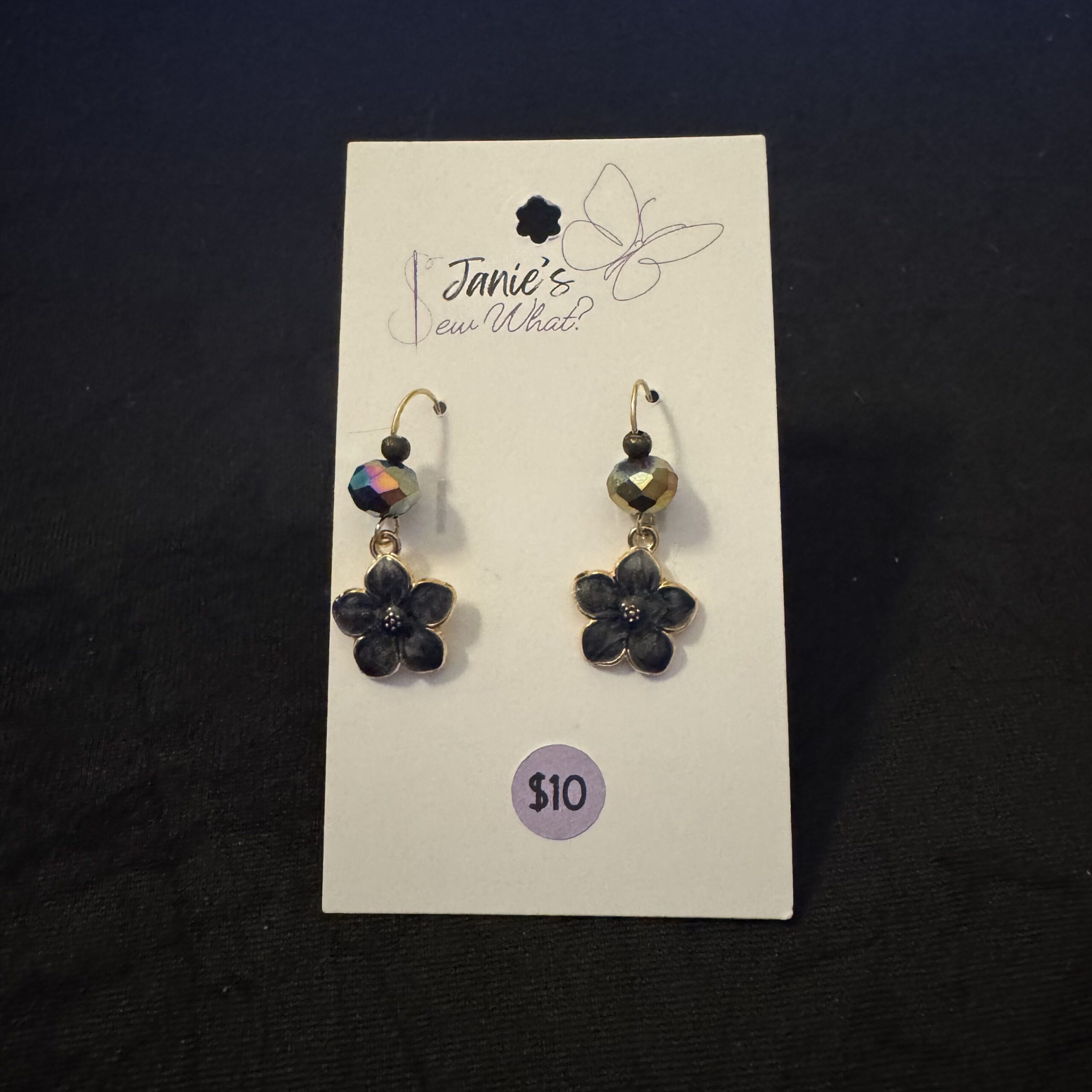 Earrings-Flower_BlackHibiscus Flower BlackHibiscus - Image 1