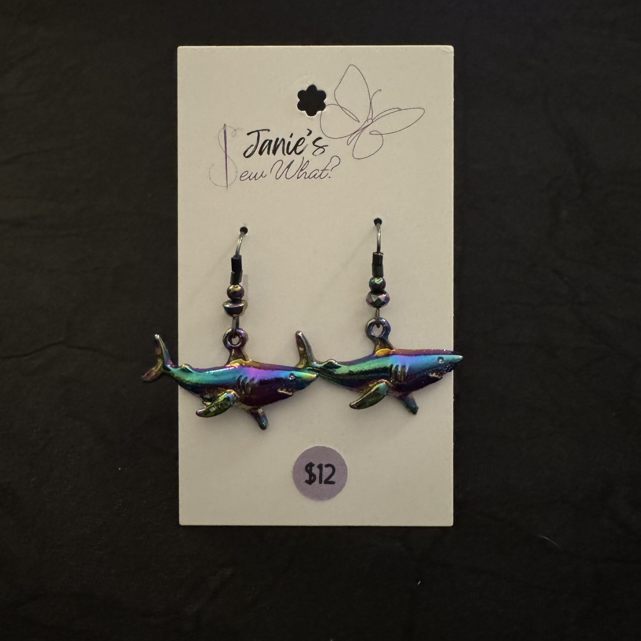 Earrings-Shark-Irridescent Shark Irridescent - Image 1