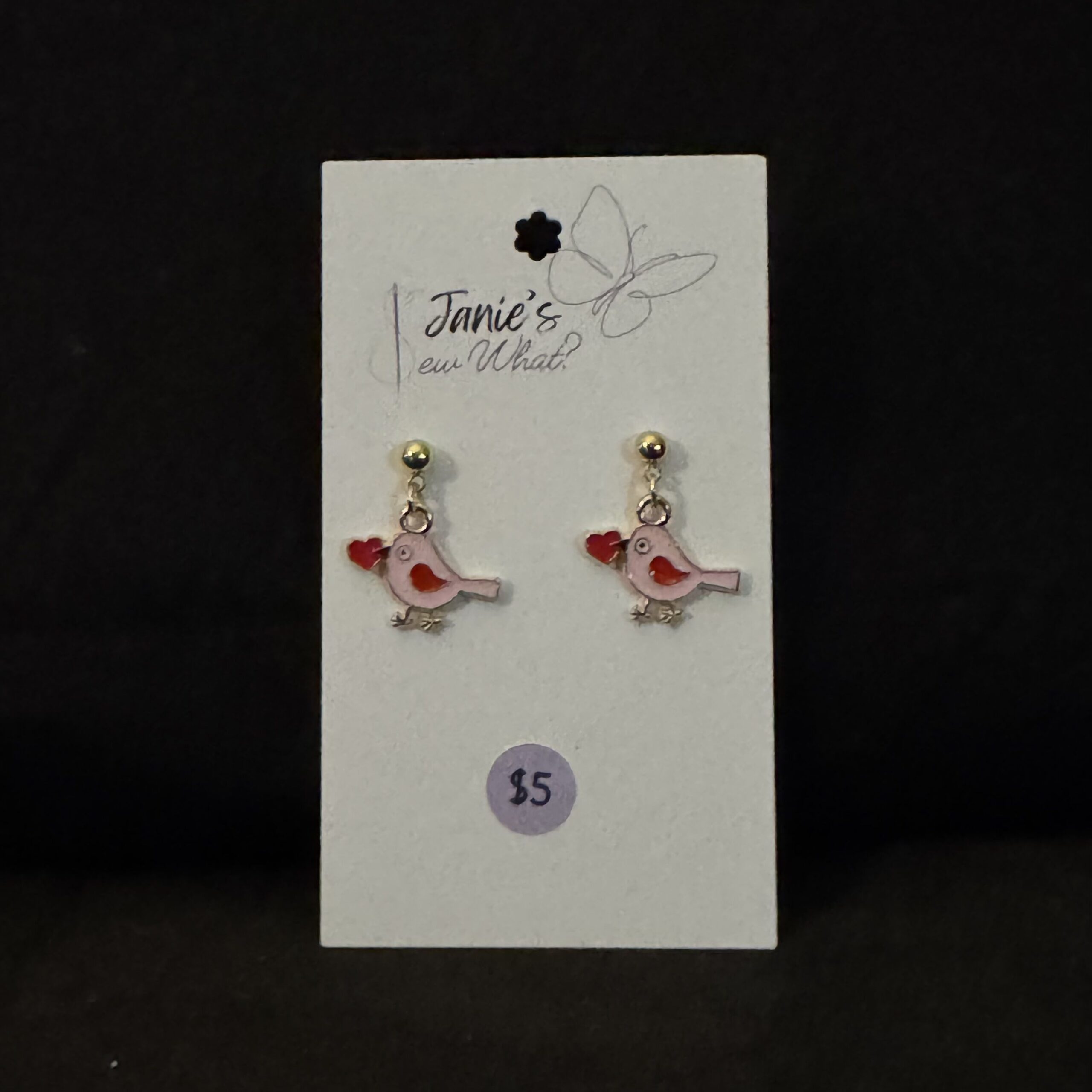 Earrings-Valentines-Heart-Bird Valentines Heart Bird - Image 1