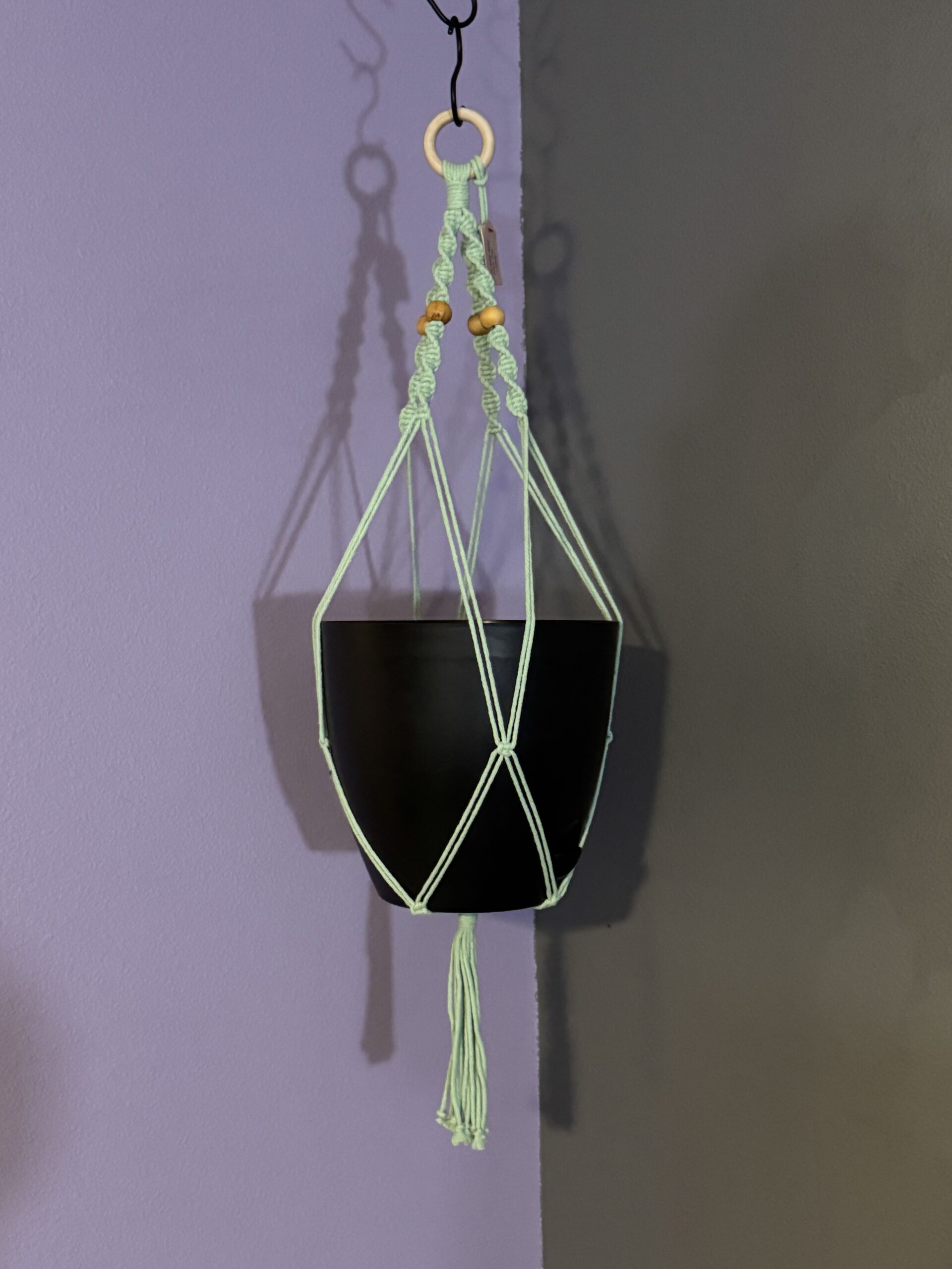 Macrame_Plant_Hangers-Medium-LightGreen Light Green - Image 1