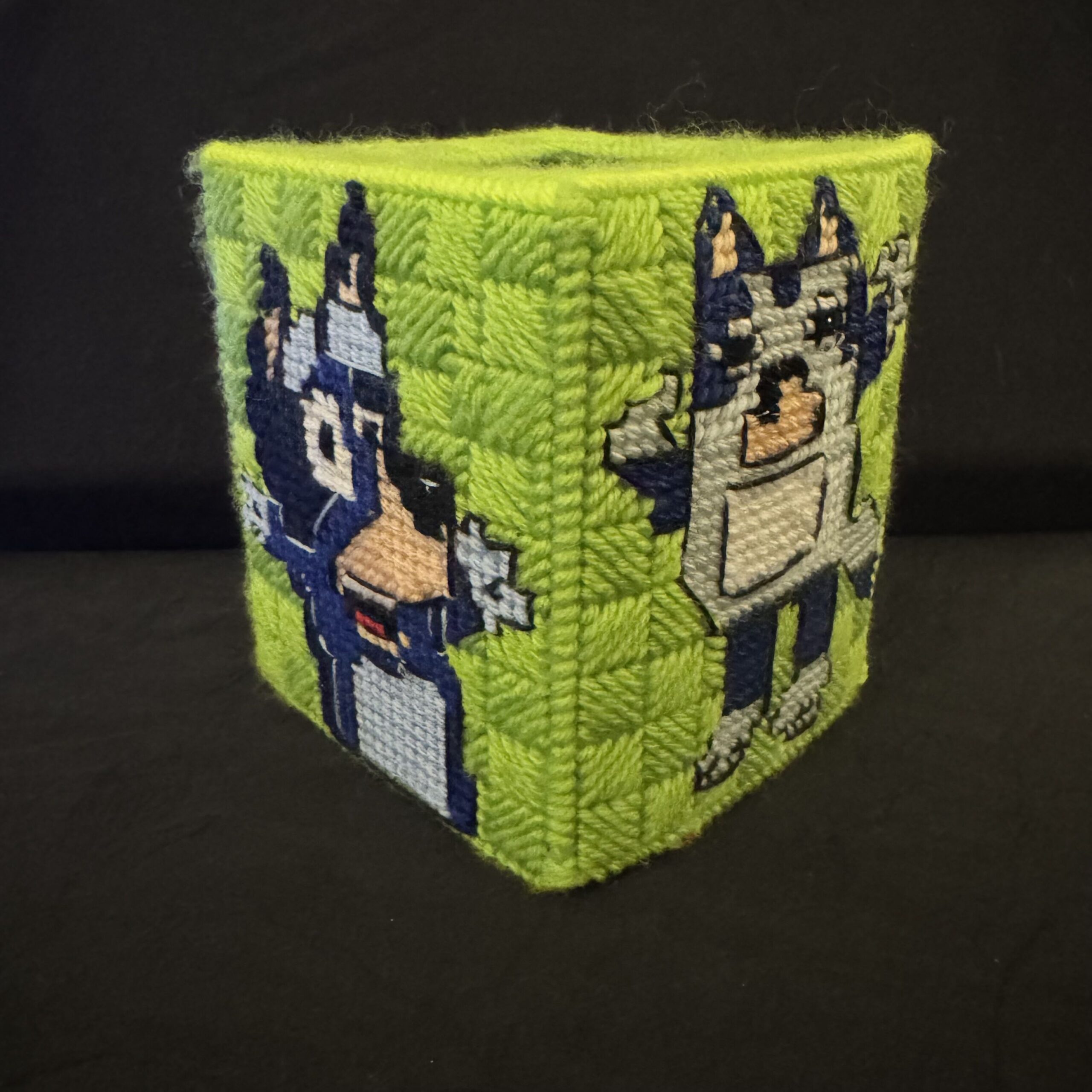Tissue_Box_Covers-Cube-Bingo-Bluey-Green-1 Bingo Bluey Green 1 - Image 1